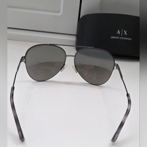 Armani Exchange A|X Mirrored Aviator Sunglasses Silver Frame w/ Case - Picture 3 of 7